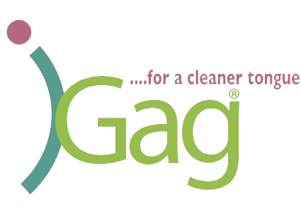 A green background with the word gag written in pink letters.